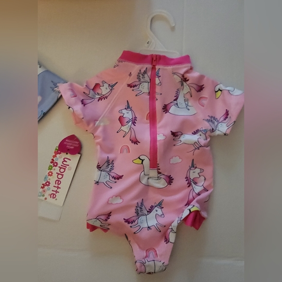 Wippette Baby Girls Rashguards Swimsuits. One Blue, One Pink. Both 9 Mths. NWT. - Picture 4 of 7